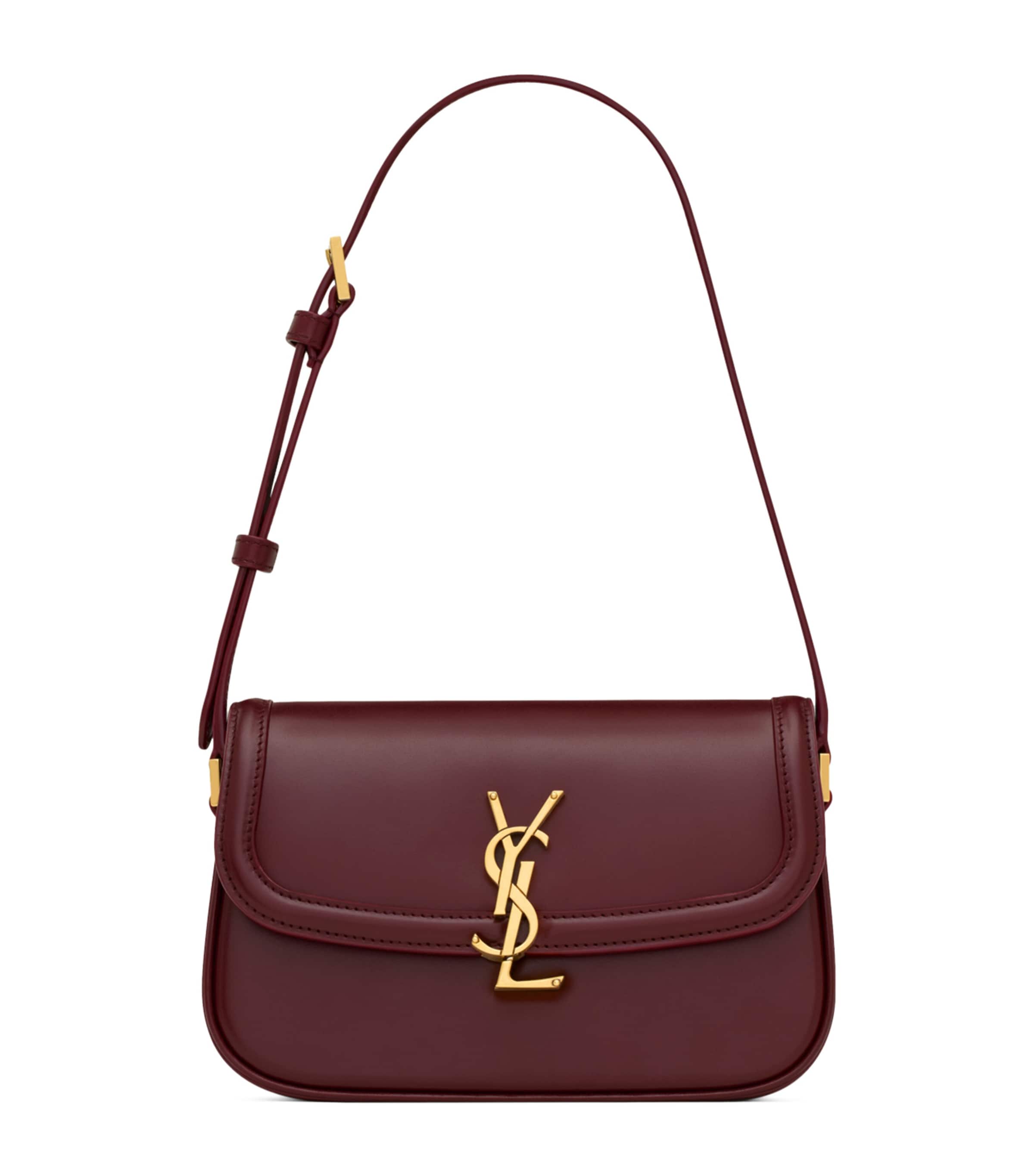 Saint Laurent Mini Leather Solferino Satchel In Burgundy