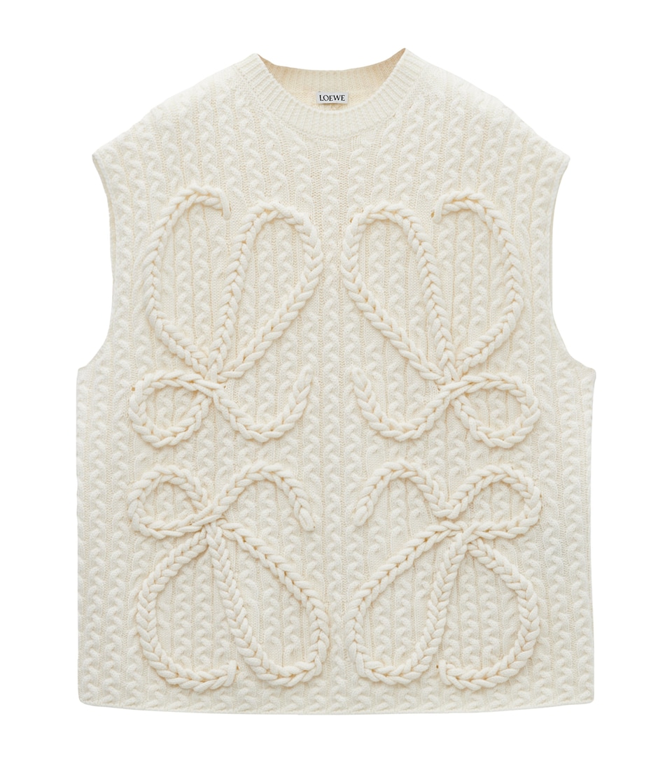 Wool Cable-Knit Anagram Sweater Vest