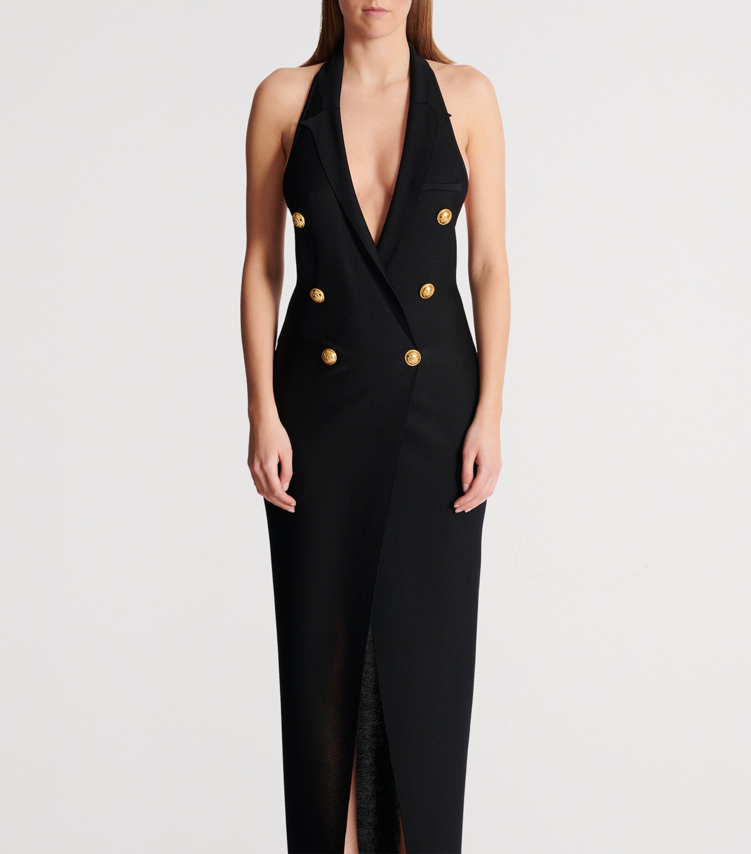 Double-Breasted Halterneck Maxi Dress 0PA NOIR Image 7