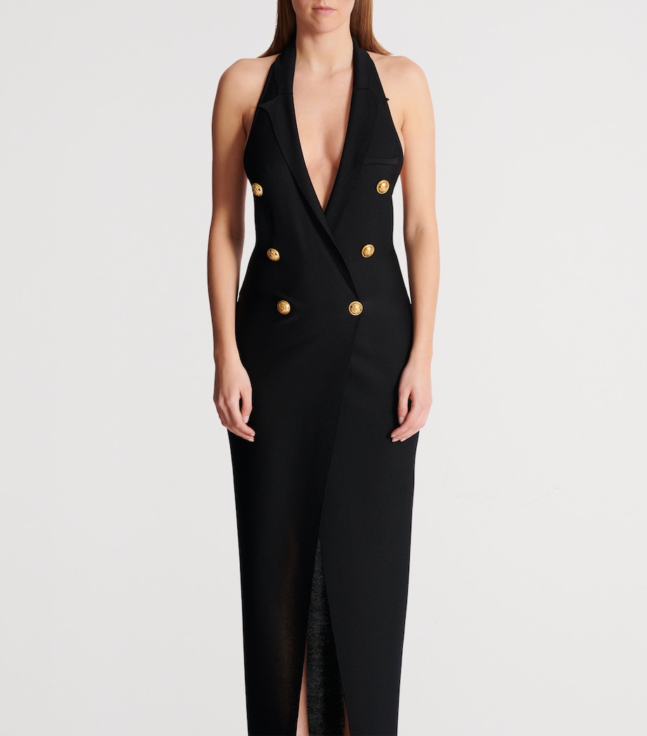 Double-Breasted Halterneck Maxi Dress 0PA NOIR Image 7