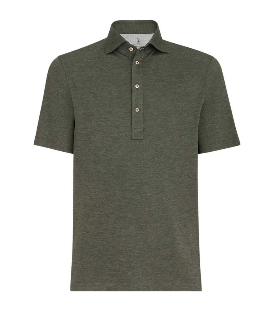 Brunello Cucinelli Mens Virgin Wool-Silk-Cotton Polo Shirt Image 1