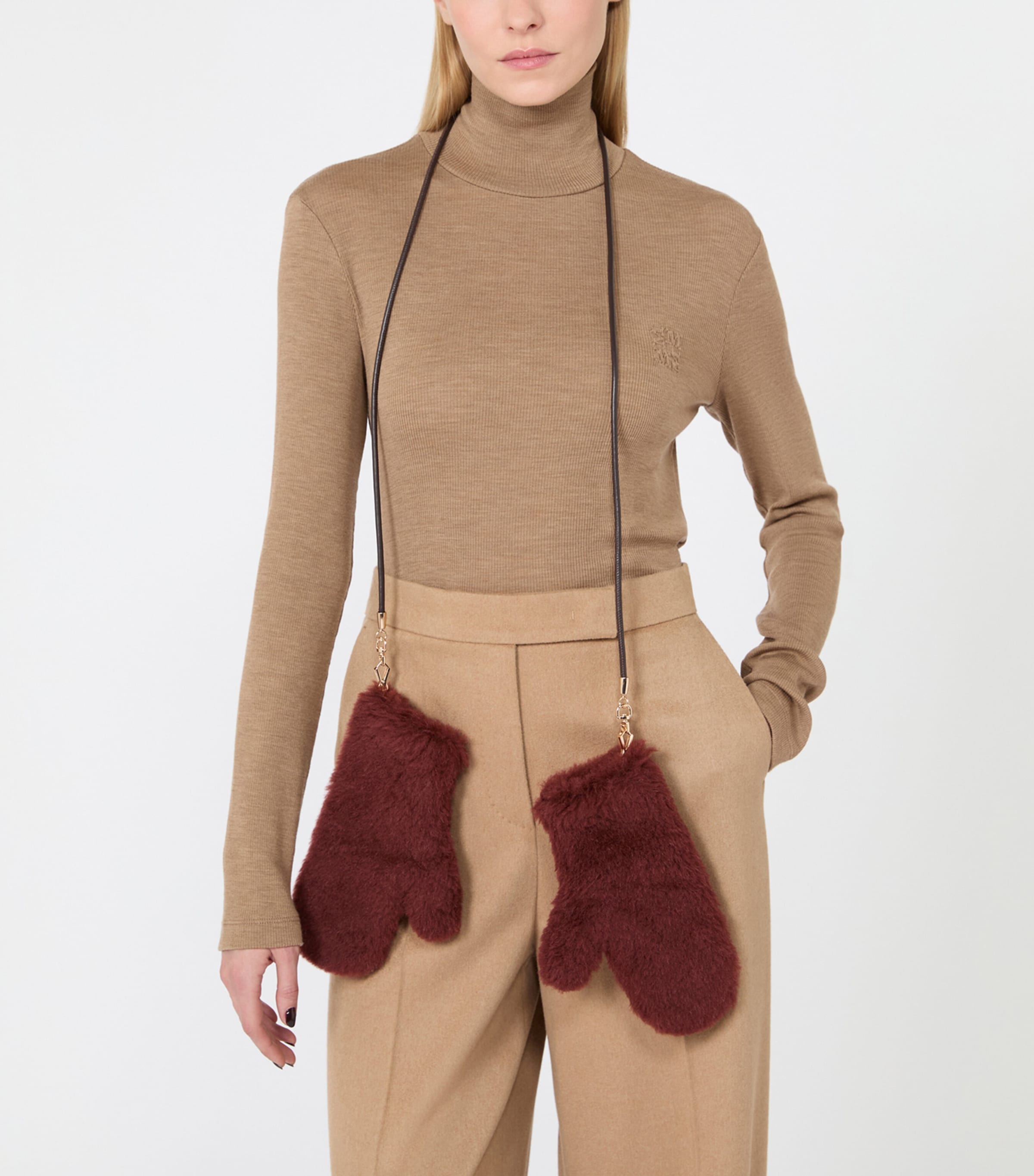 Max Mara Alpaca-Wool-Silk Mittens Rust Image 2