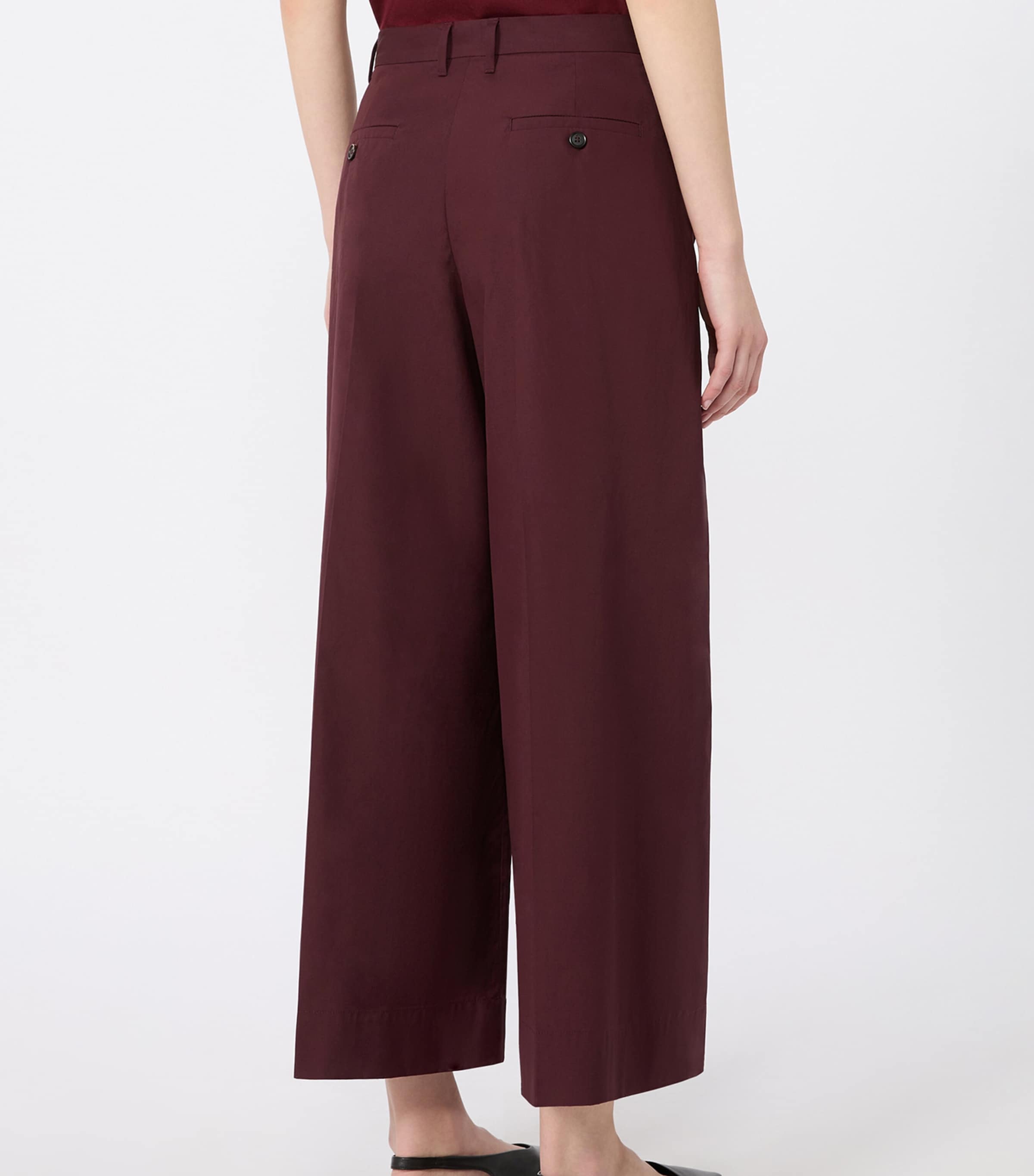 Max Mara Womens Cotton Poplin Wide-Leg Trousers Dark Red Image 4