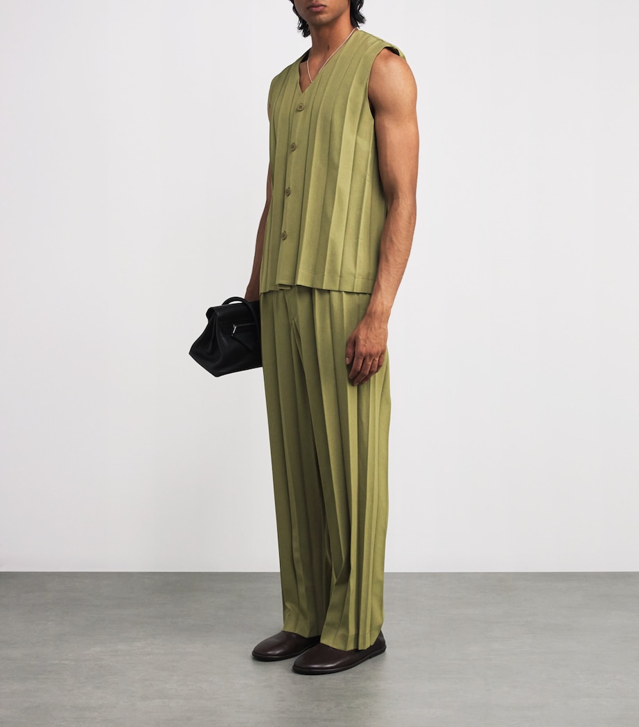 Pleated Edge Ensemble Waistcoat 65-KHAKI Image 2