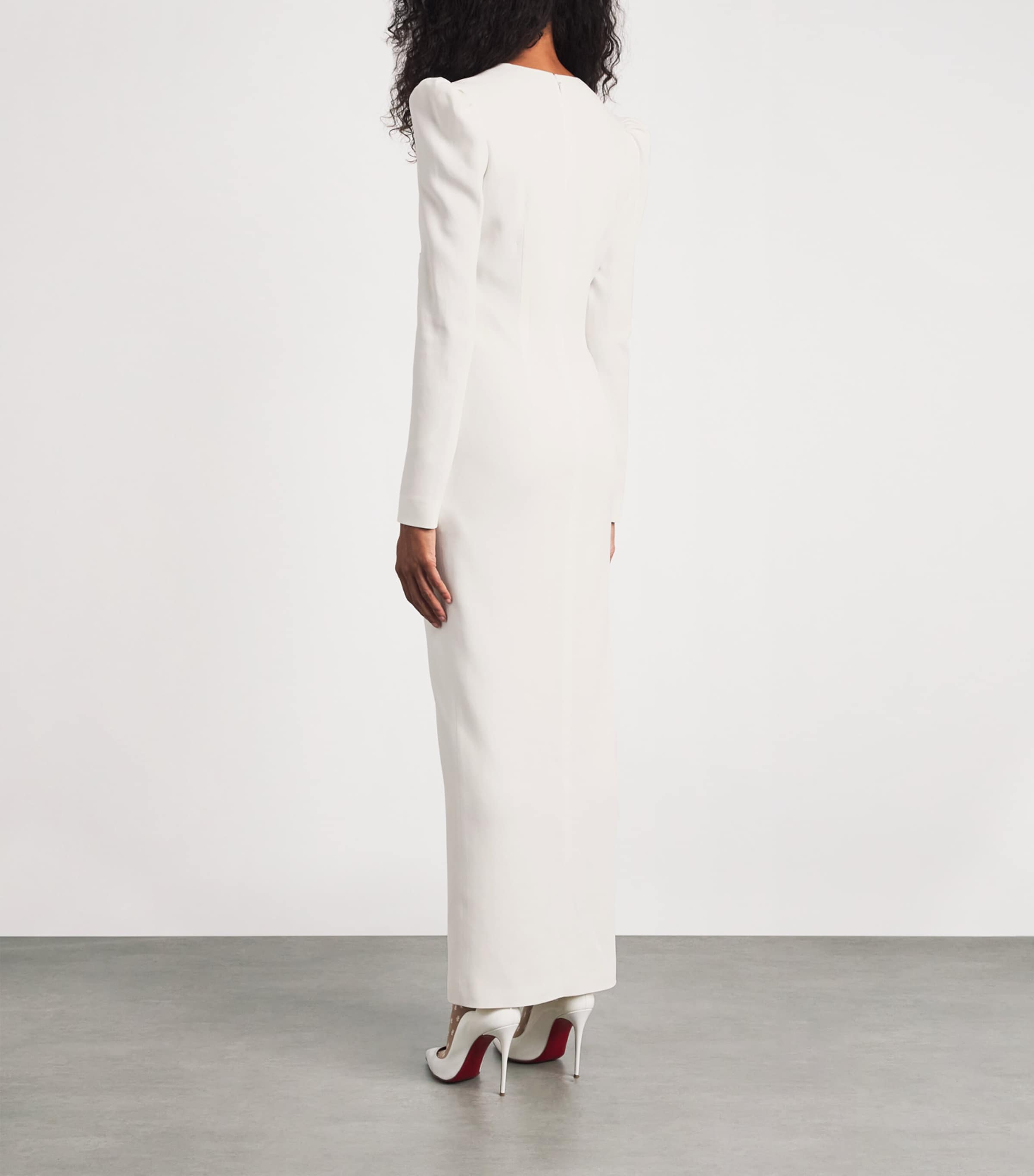 Alessandra Rich Womens Cady Bow-Detail Midi Dress White Image 4