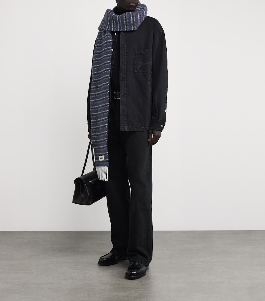 Alpaca-Wool-Blend Stripe Scarf 3ER-BLUE/GREY STRPS Image 2