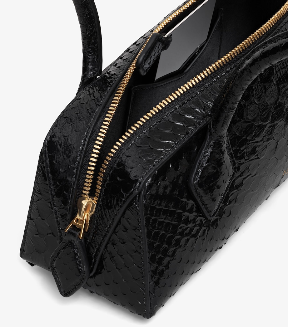 Small Snakeskin Le Teckel Shoulder Bag NOIR Image 4