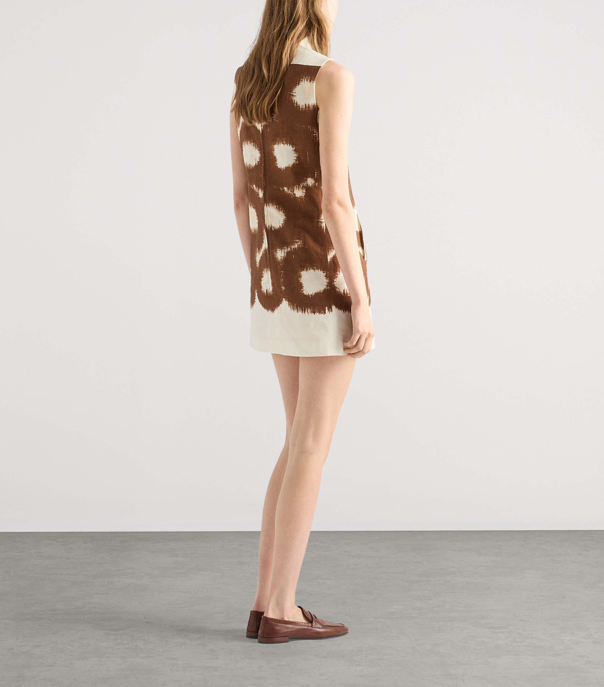 Prada Womens Canvas Circle Print Mini Dress Brown Image 5