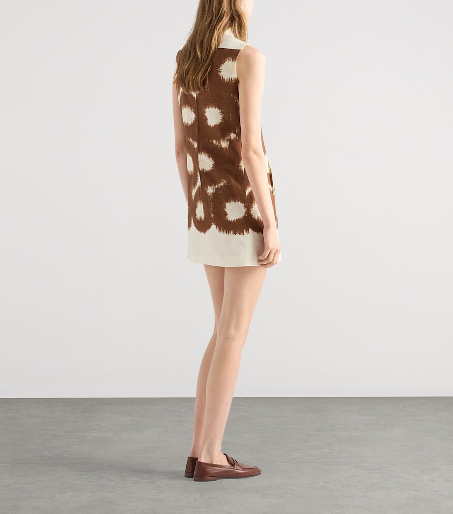Prada Womens Canvas Circle Print Mini Dress Brown Image 5