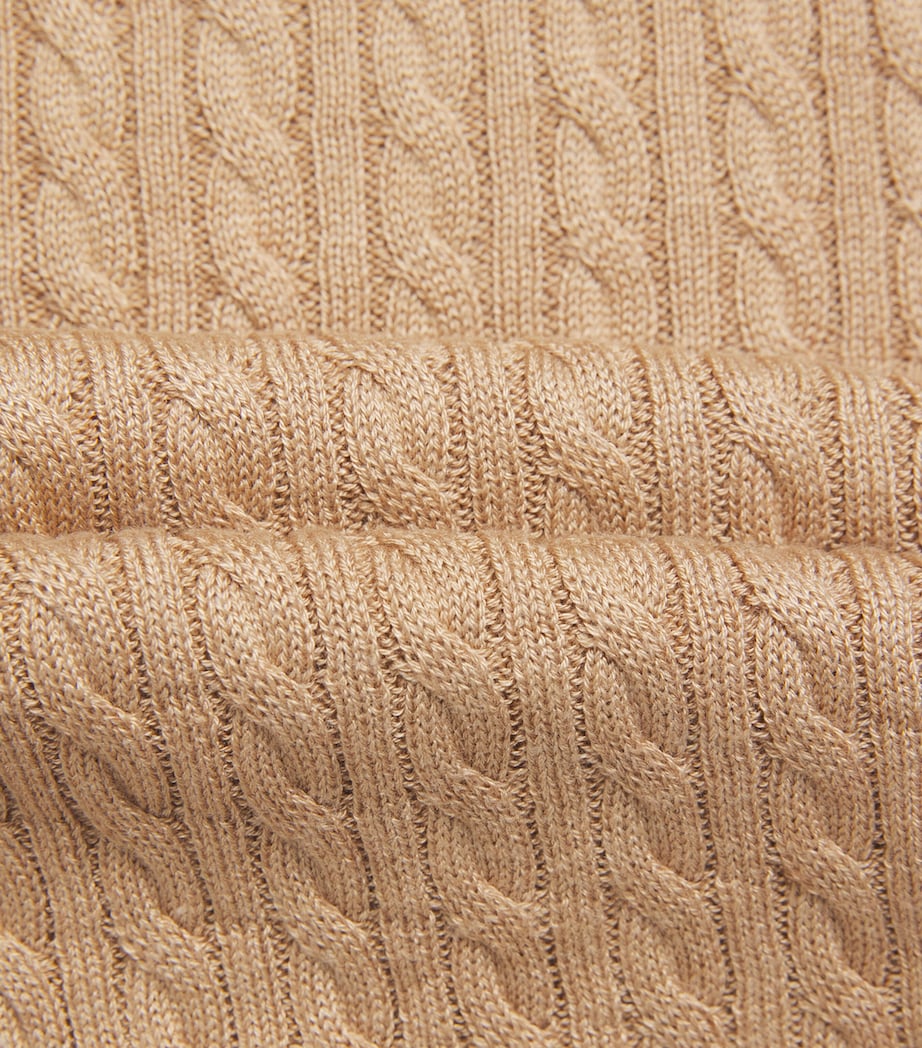 Soft Goat Womens Silk-Cashmere Cable-Knit Midi Dress Camel Image 6