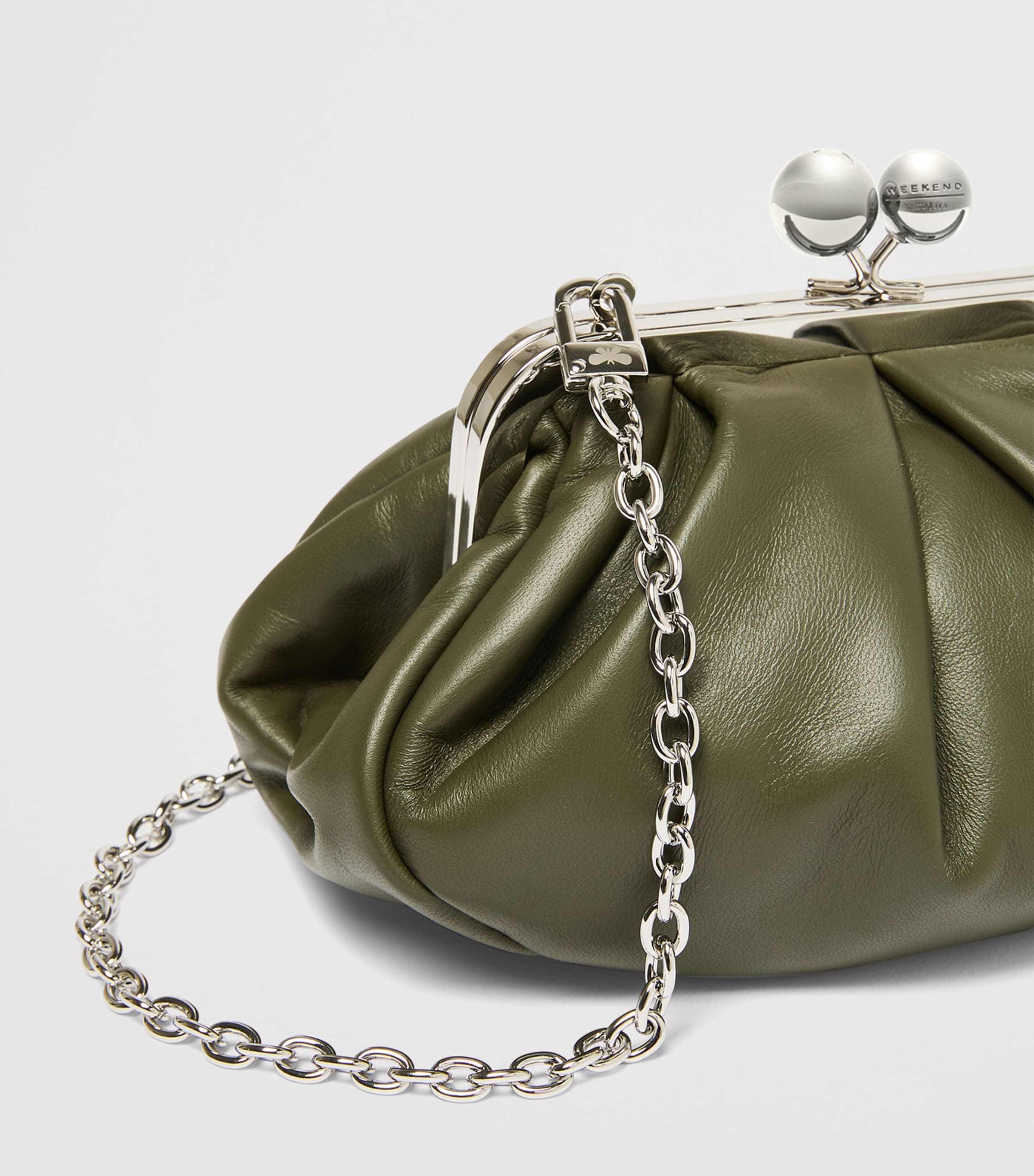 Weekend Max Mara Lambskin Pasticcino Clutch Bag Dark Green Image 6