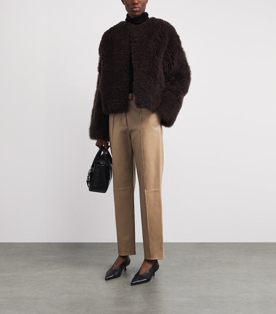 Yves Salomon Womens Lambskin Straight Tailored Trousers Image 2