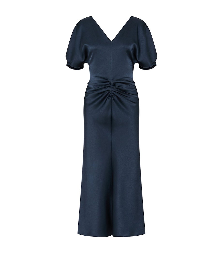 Marella Womens Satin Gathered Midi Dress Aviation Image 1