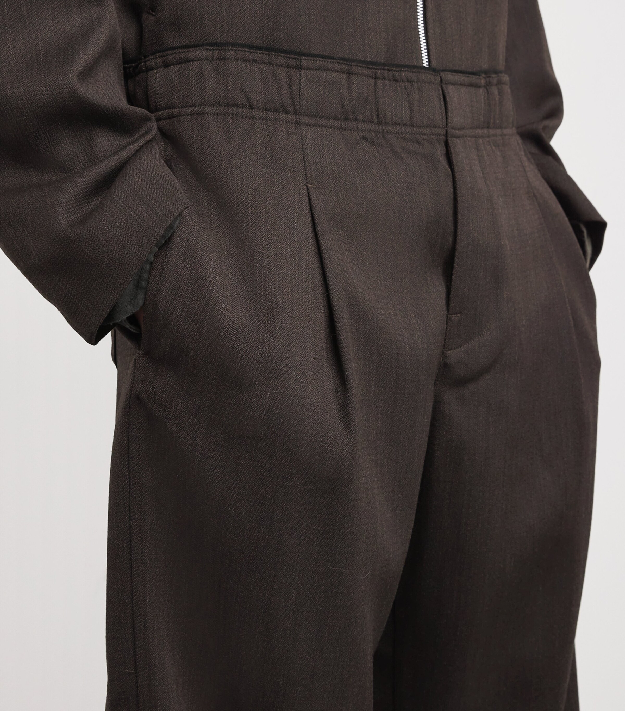 Wool Wide-Leg Leisure Trousers HAVANA BROWN CHAIN Image 7