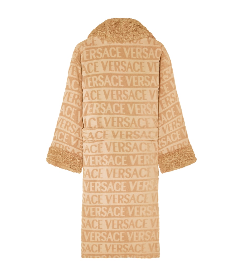 Faux Fur-Trim Monogram Dressing Gown D ANTHRCT/NOISETTE Image 2
