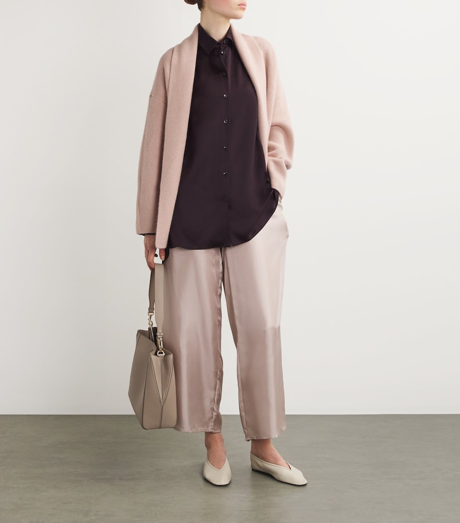 Le Kasha Womens Organic Cashmere Belted Cardigan Dusty Pink Image 2