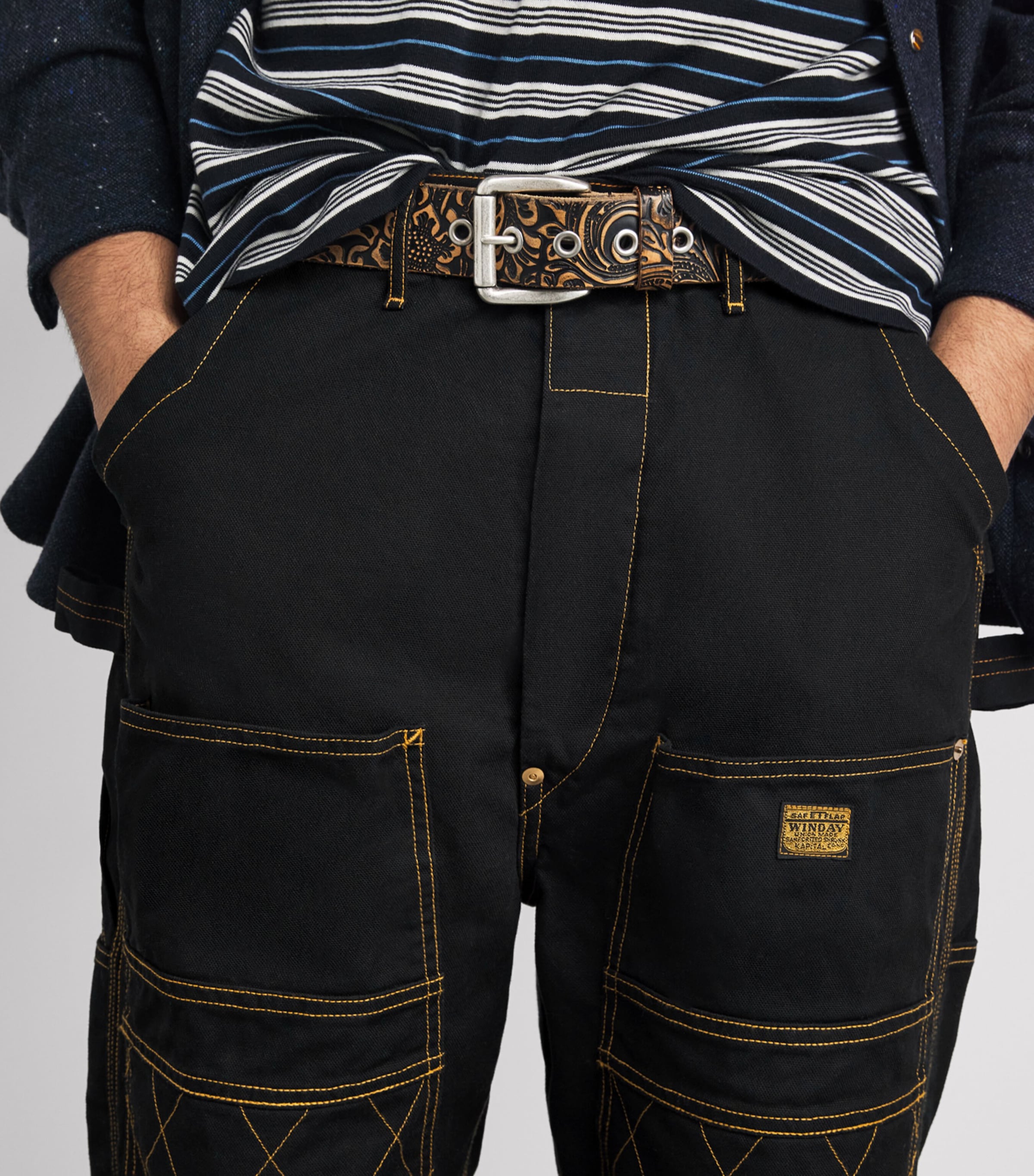 Kapital Mens Canvas Lumber Trousers Black Image 3