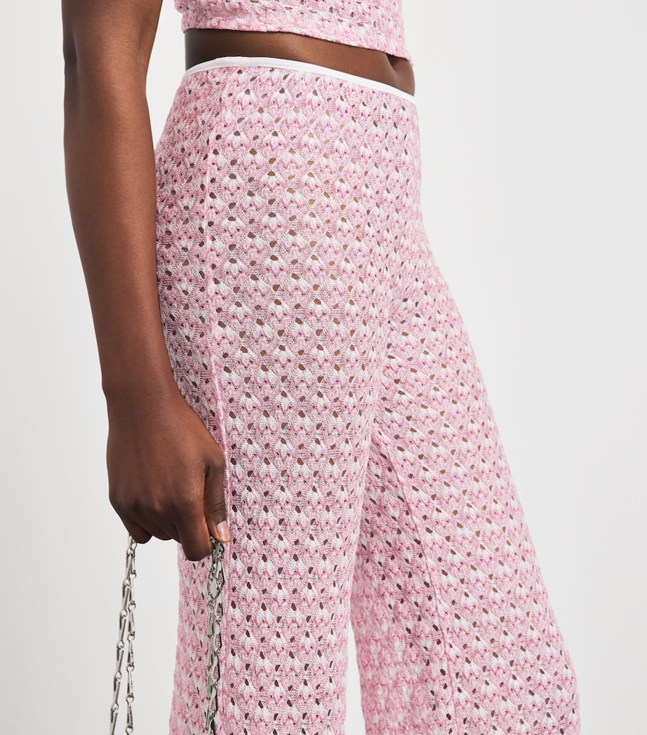Missoni Womens Metallic Wide-Leg Trousers Pink Image 3
