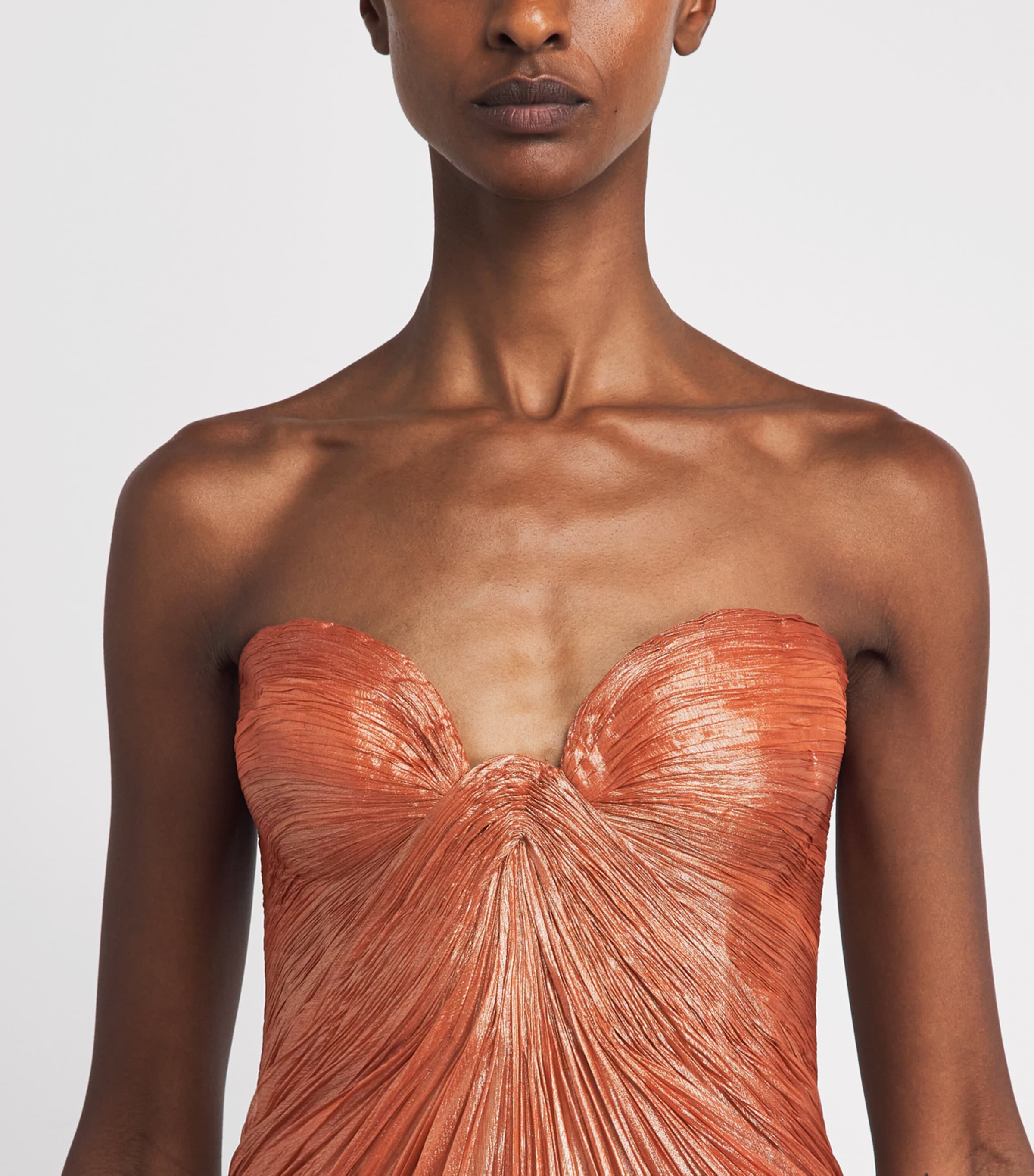 Maria Lucia Hohan Womens Silk Salima Bustier Gown Peach Fizz Image 3