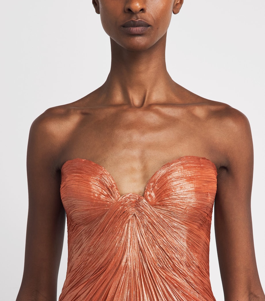Maria Lucia Hohan Womens Silk Salima Bustier Gown Peach Fizz Image 3