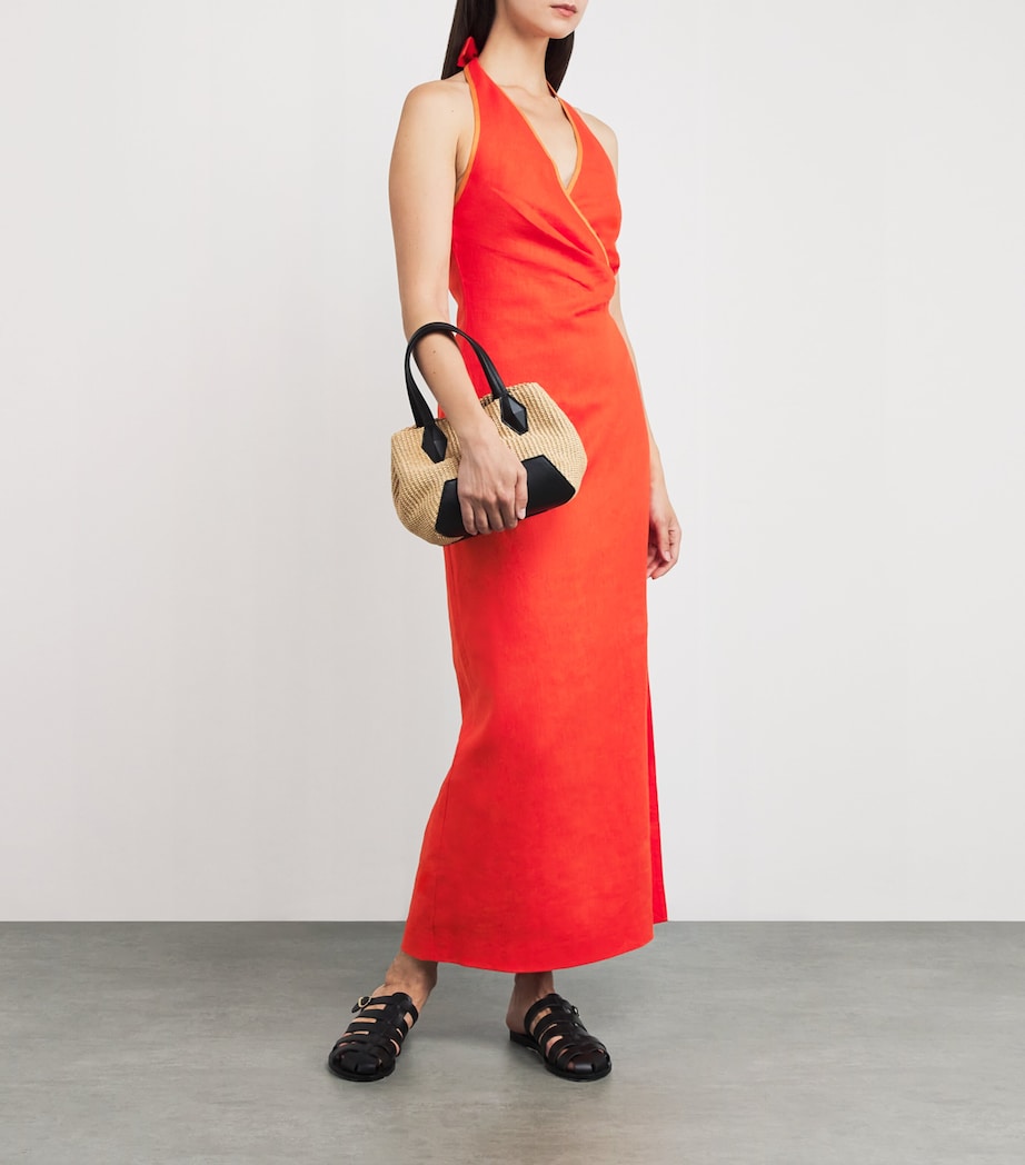 Linen Panettone Midi Dress TANGERINE Image 2