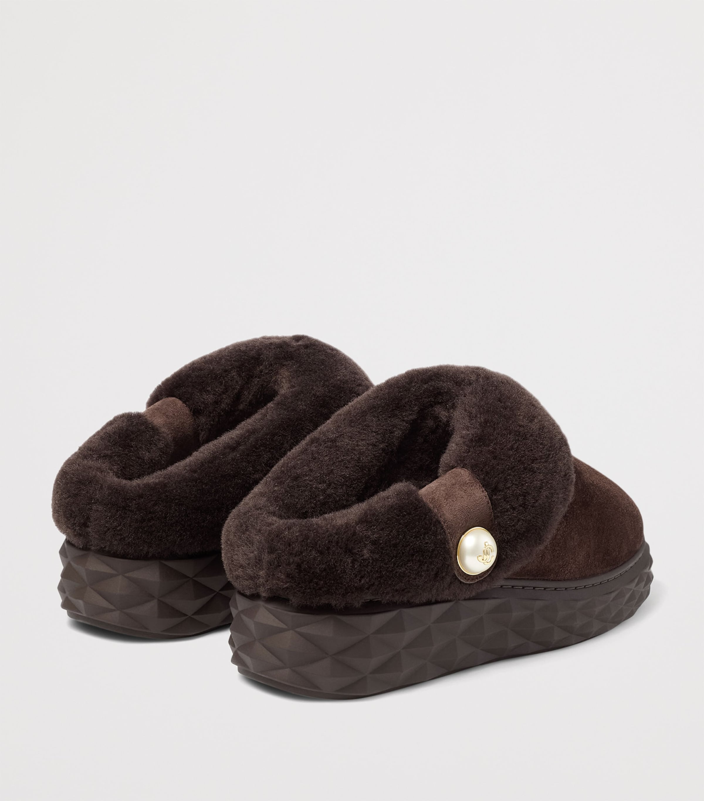 Diamond Maxi Suede-Shearling Mules V CHOCOLATE/CHOCOLAT Image 4