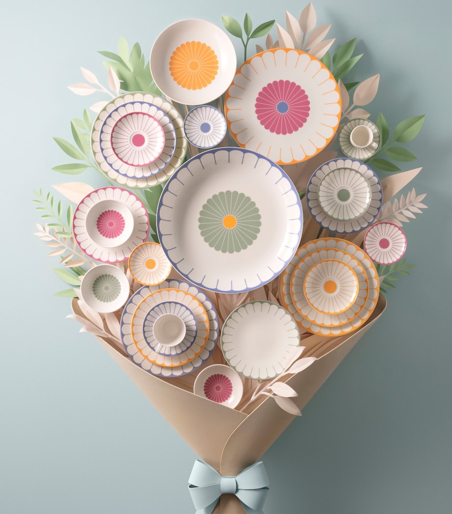 Porcelain Fleur Salad Bowl (24cm) WHITE Image 5