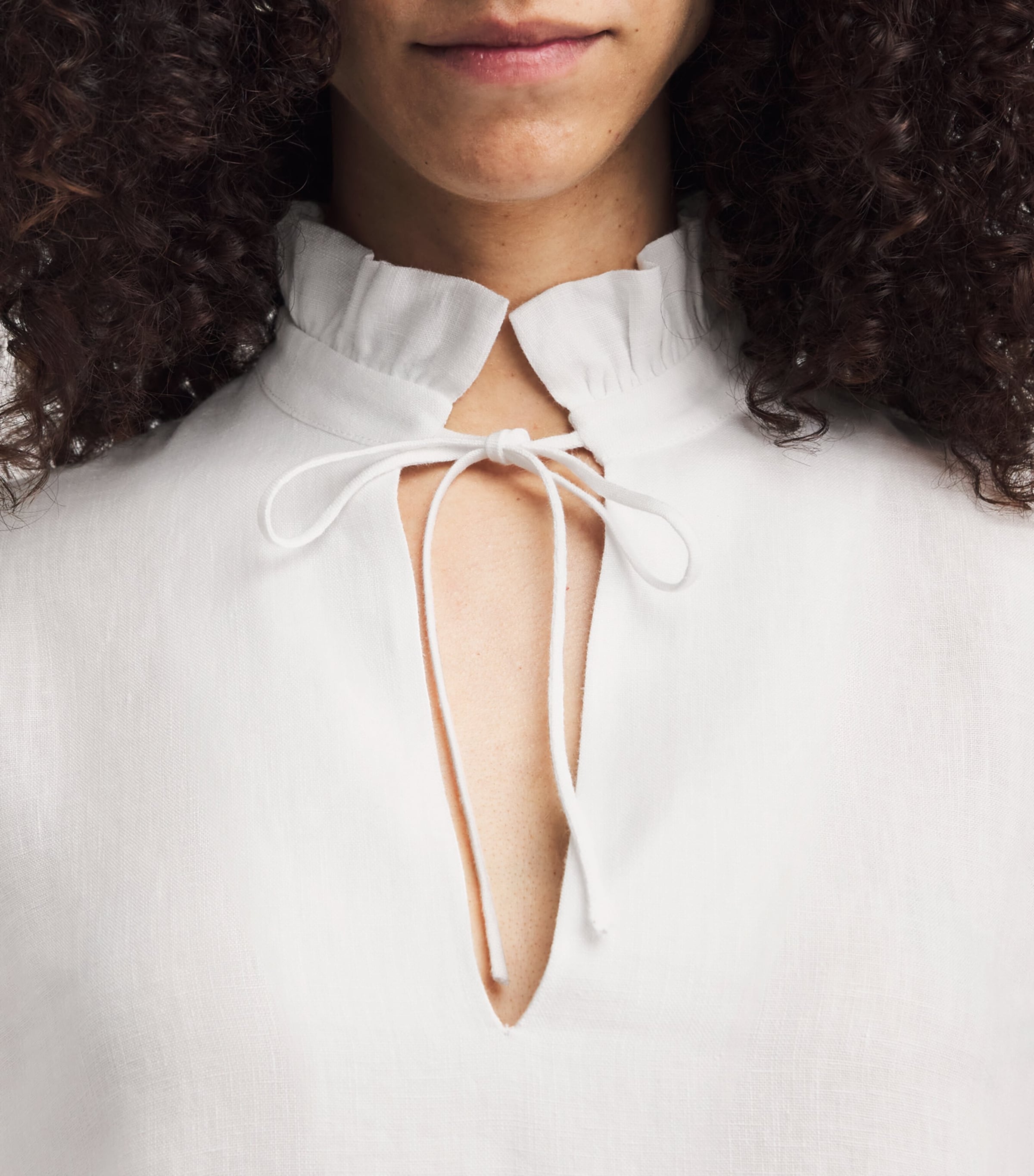 Laura Pitharas Womens Cotton Tie-Neck Shirt Exclusive White Image 3