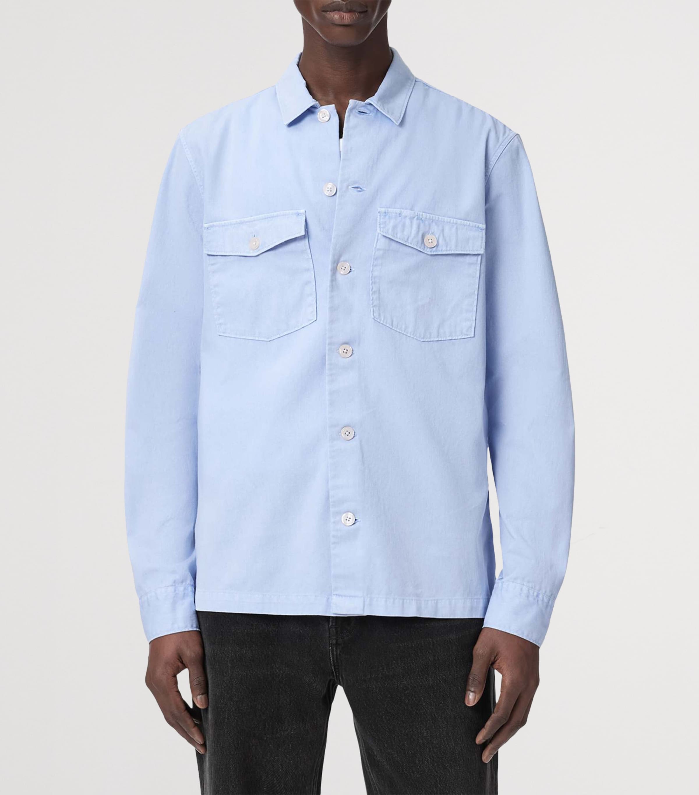 AllSaints Mens Cotton Spotter Overshirt Villa Blue Image 3