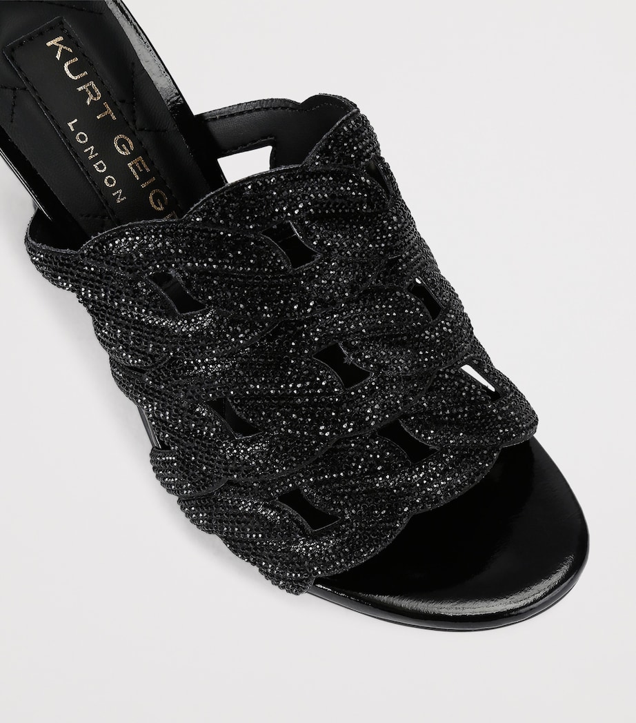 Leather Embellished Chain Heeled Mules 85 BLACK Image 3