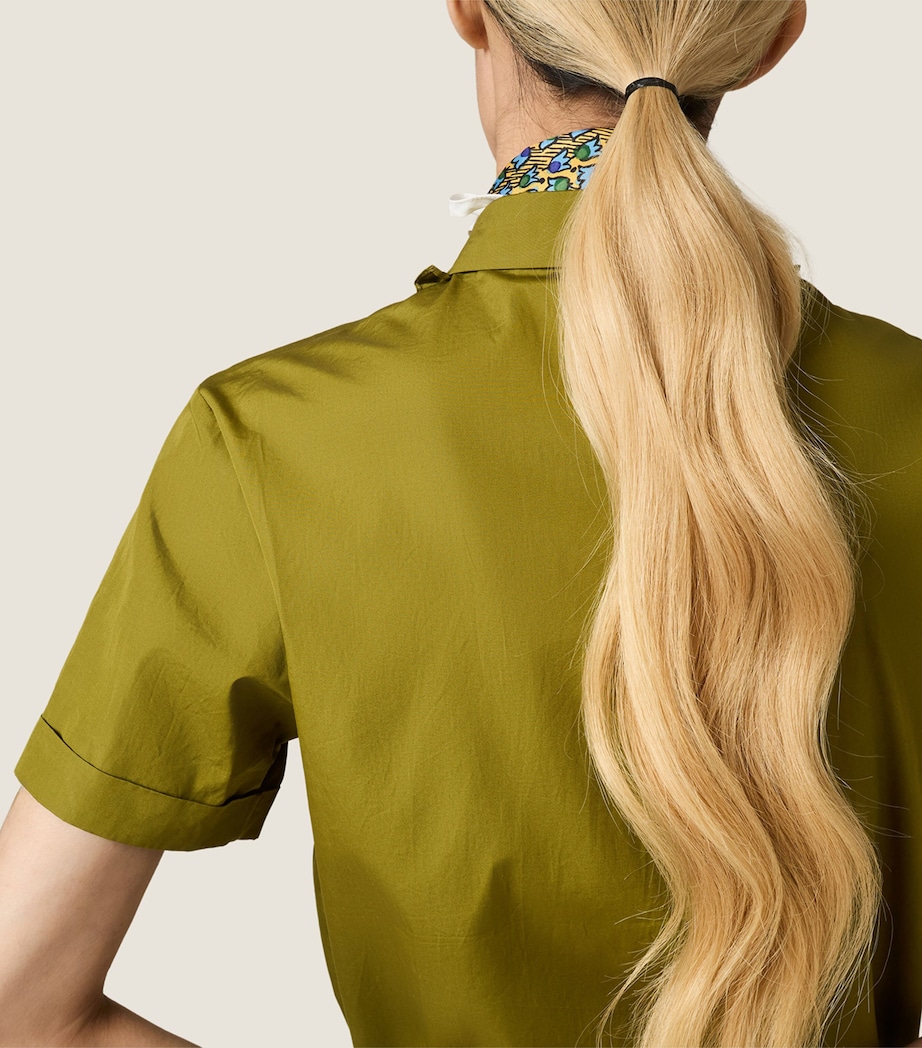 Miu Miu Womens Ruffled Short Sleeve Shirt Green Image 5