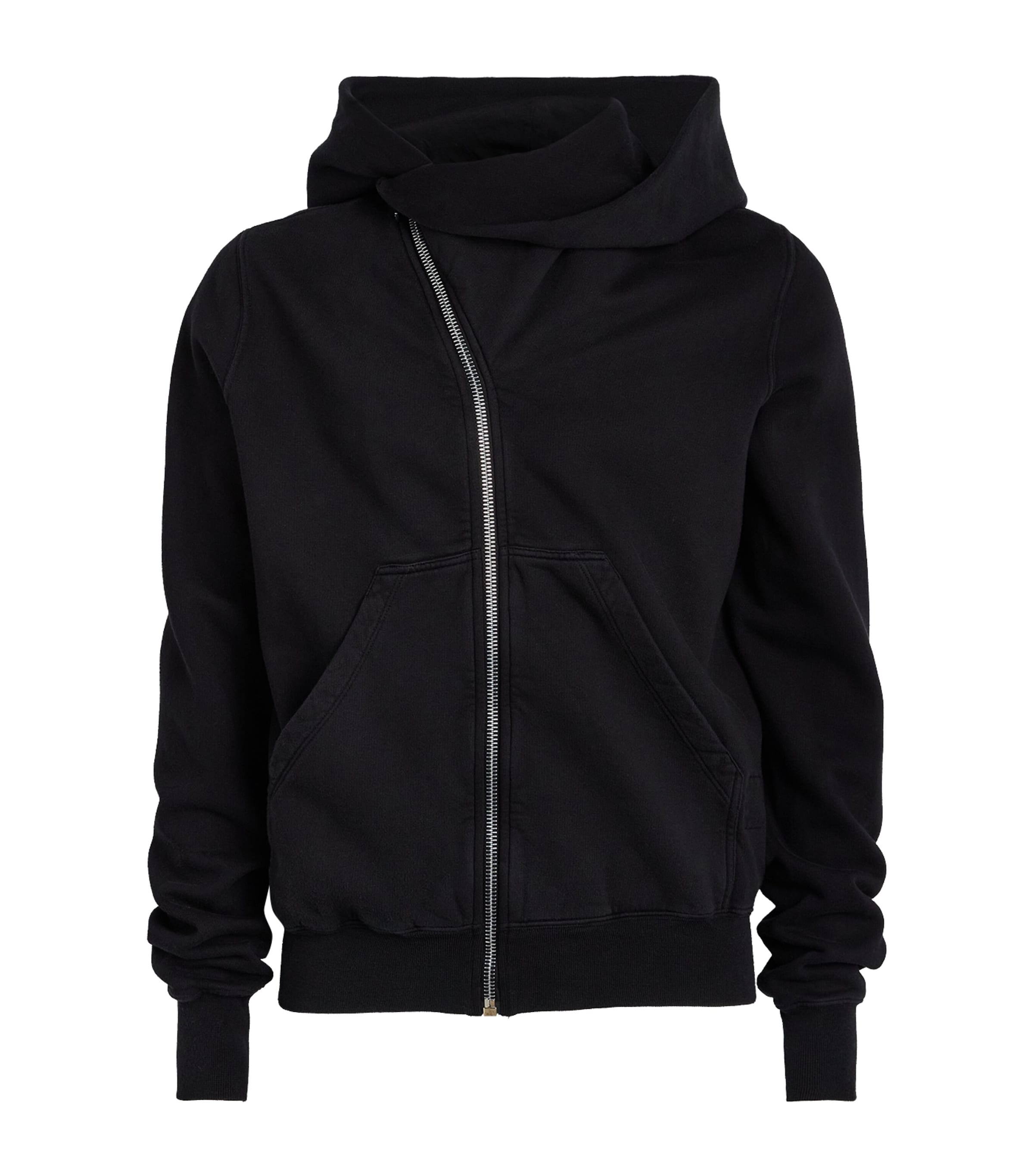 Rick Owens Mens Asymmetric Mountain Hoodie Black Image 1