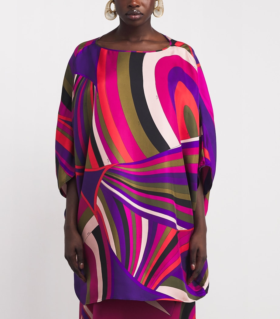 Silk Iride Print Mini Kaftan Dress 011/MUTICOLOR Image 3