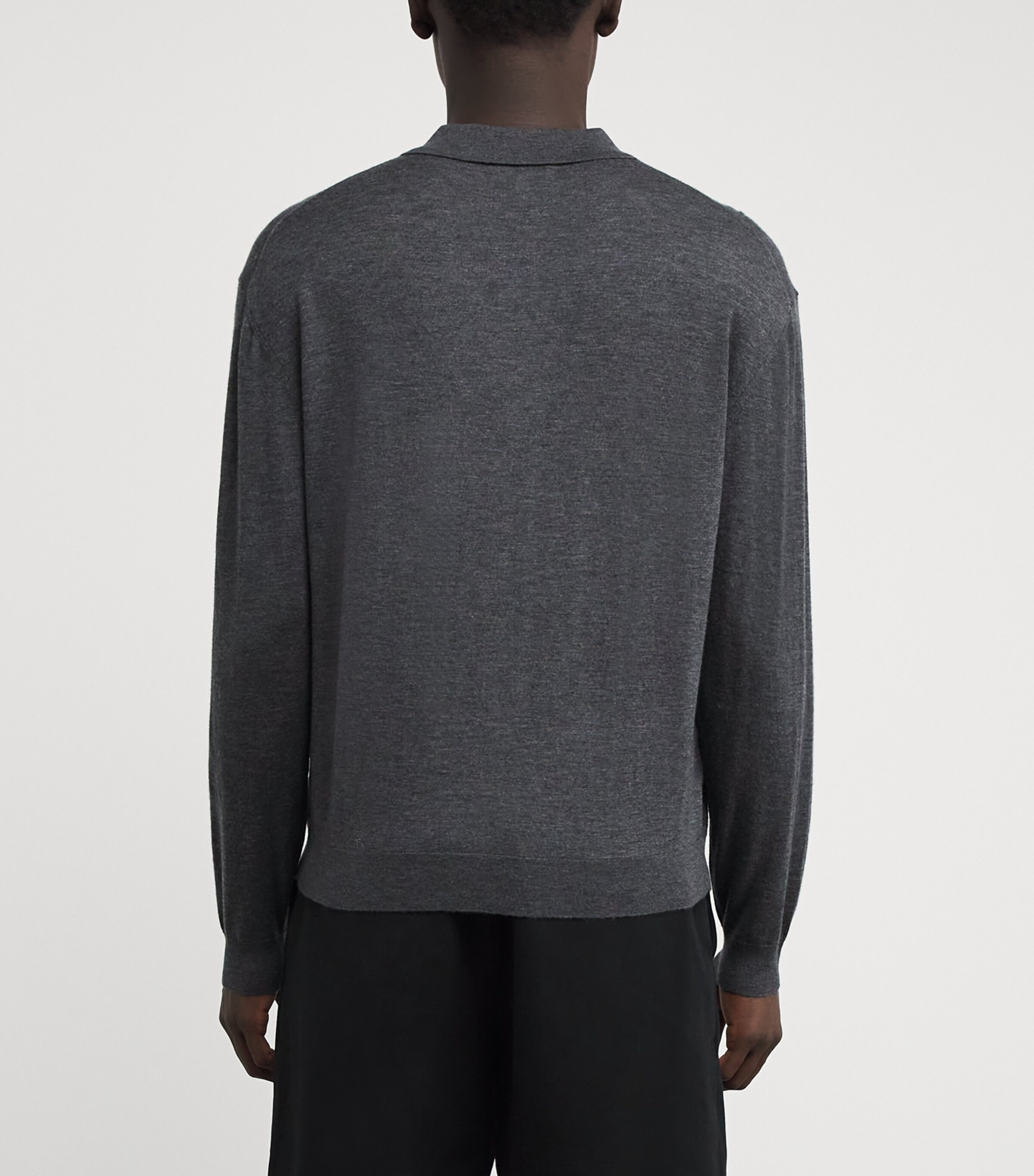 FRAME Mens Wool-Cashmere Long-Sleeve Polo Shirt Grym Image 4