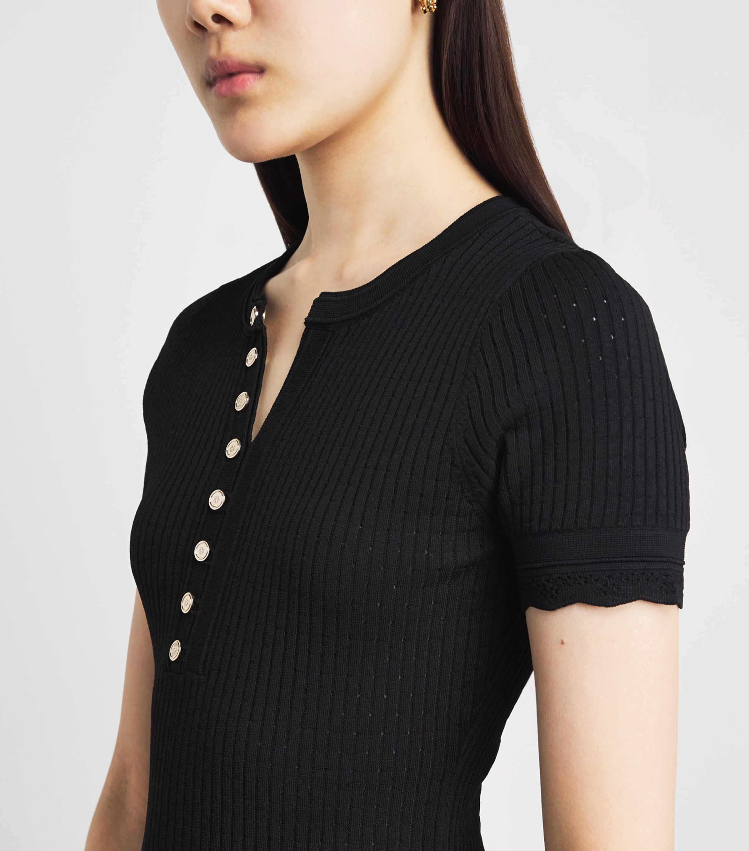 Sandro Paris Womens Knitted Midi Dress Black Image 3