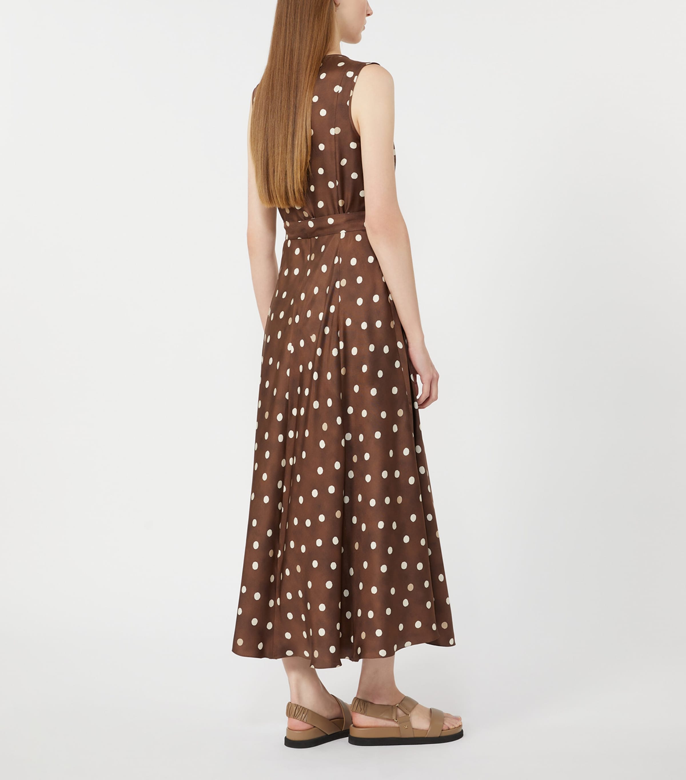 Max Mara Womens Silk Polka-Dot Martina Midi Dress Brown Image 3