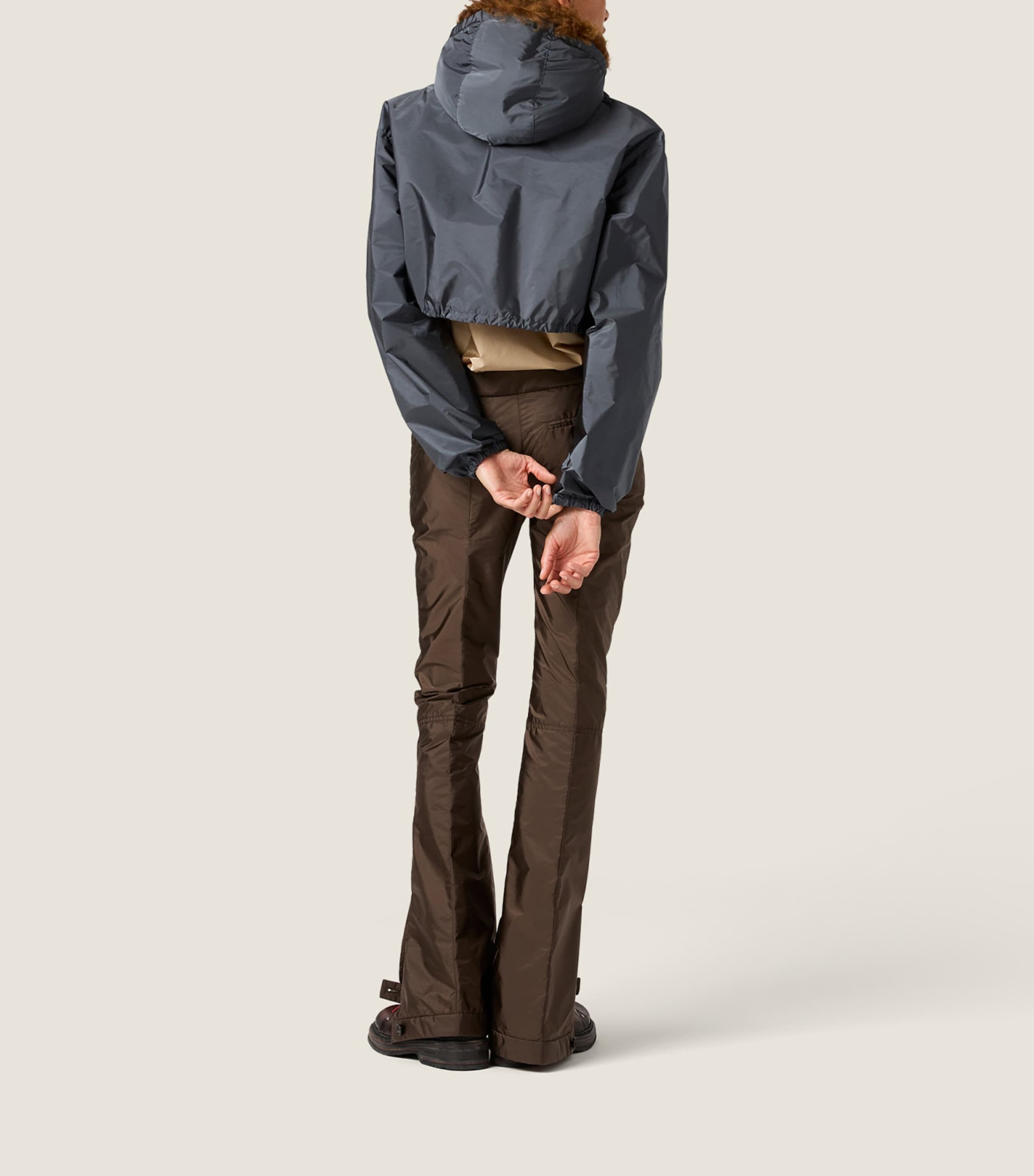 Miu Miu Womens Technical Fabric-Shearling Jacket Grey Image 3