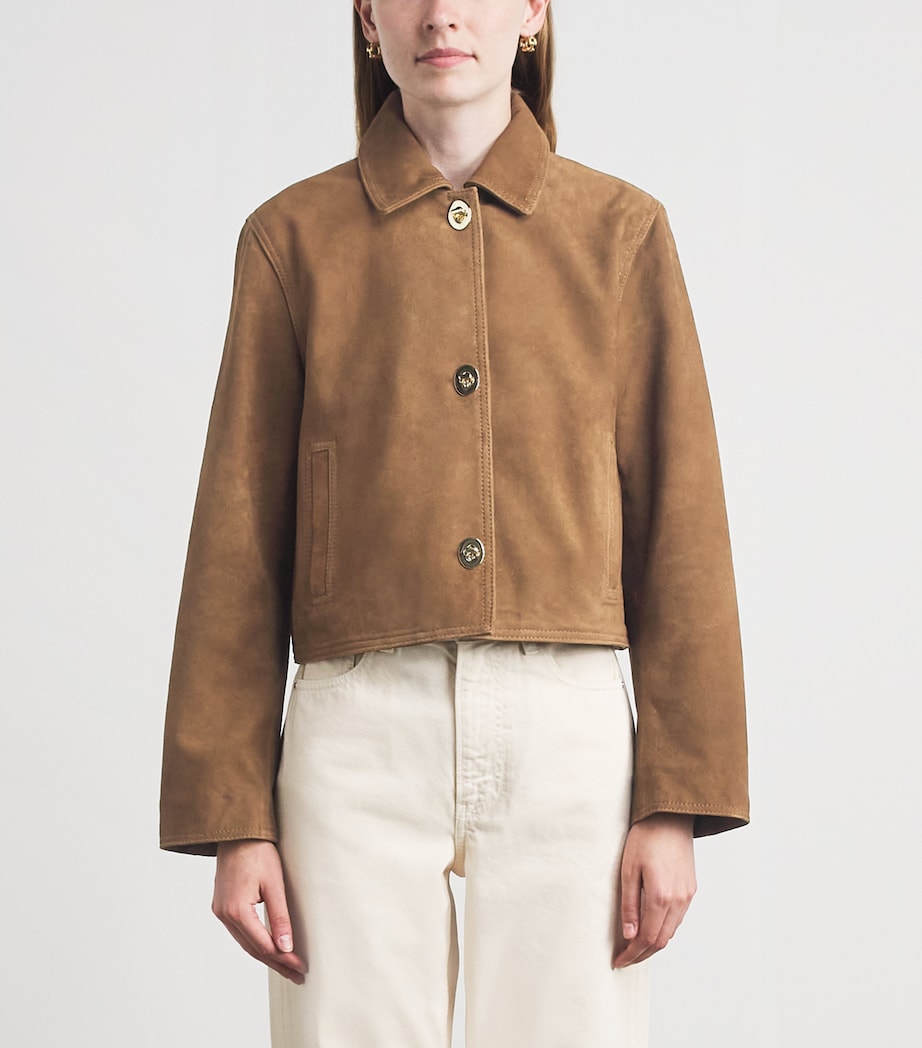 Claudie Pierlot Womens Suede Turnlock Jacket Beige Image 4