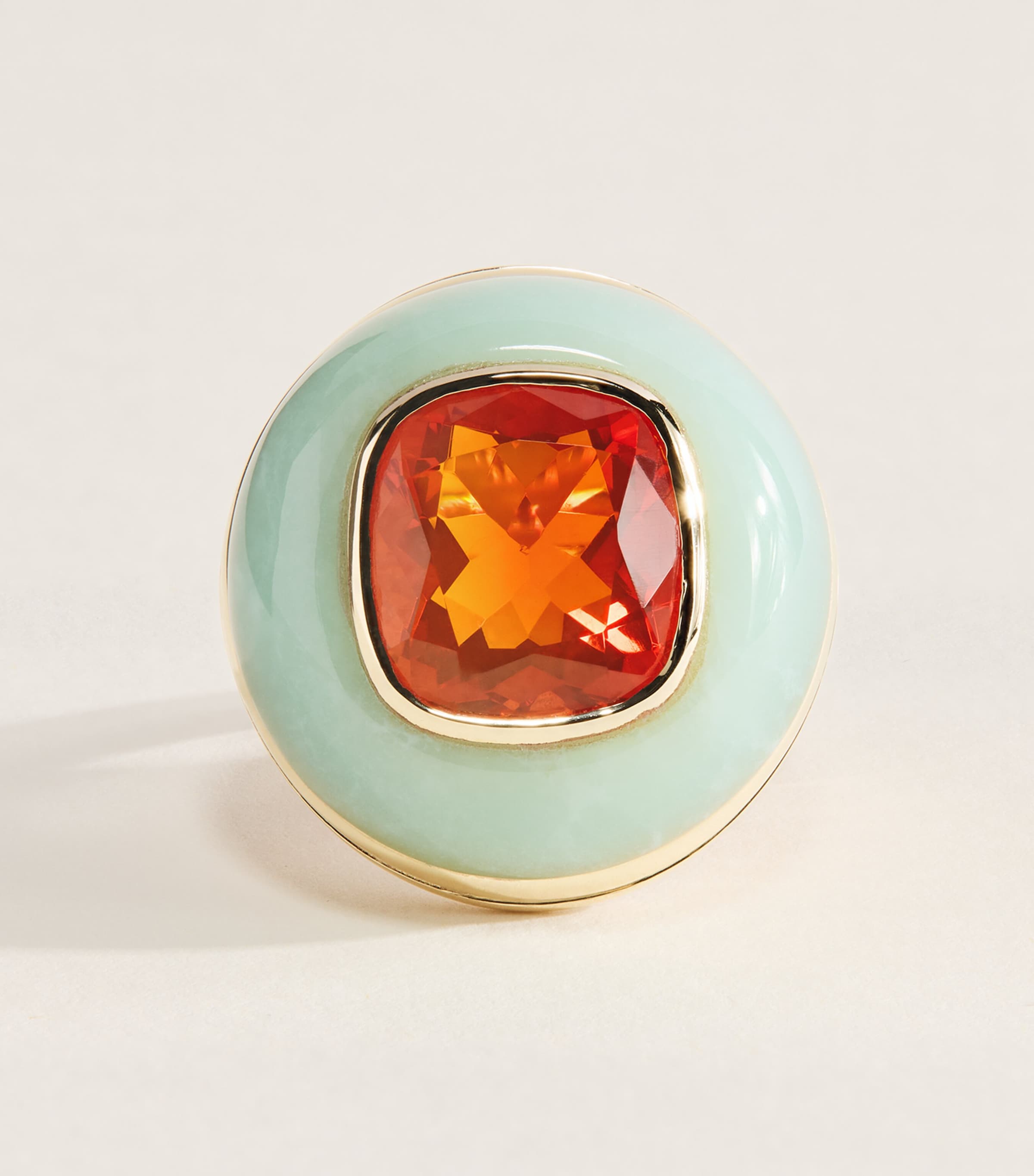 Retrouvaí Yellow Gold and Fire Opal Lollipop Ring Yellow Gold