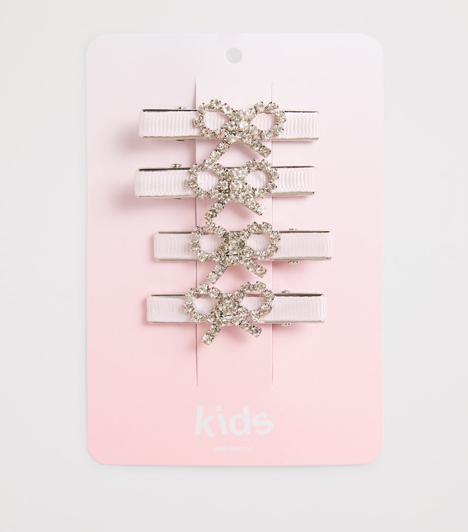 Crystal Bow Hairclips (Pack of 4) PINK Image 1