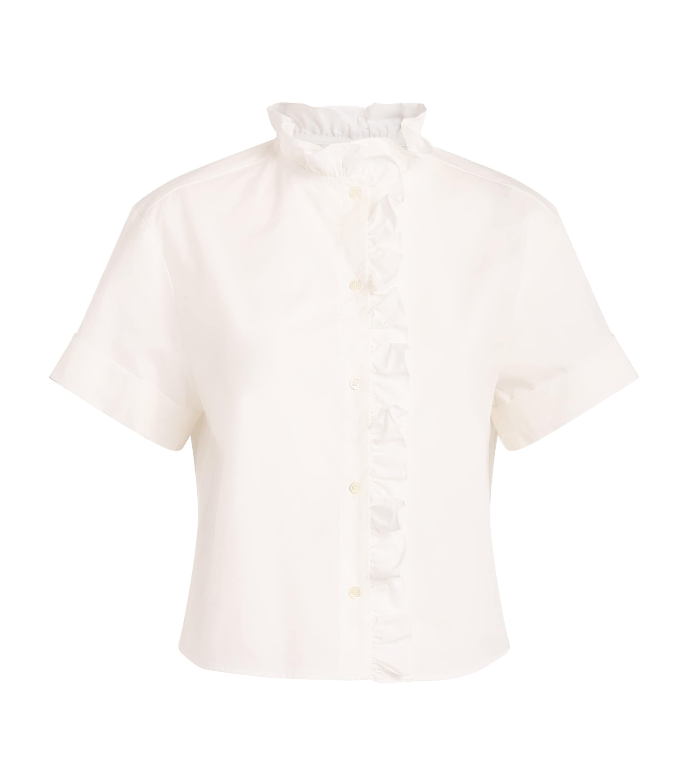 Claudie Pierlot Womens Cotton Poplin Ruffle Blouse White Image 1