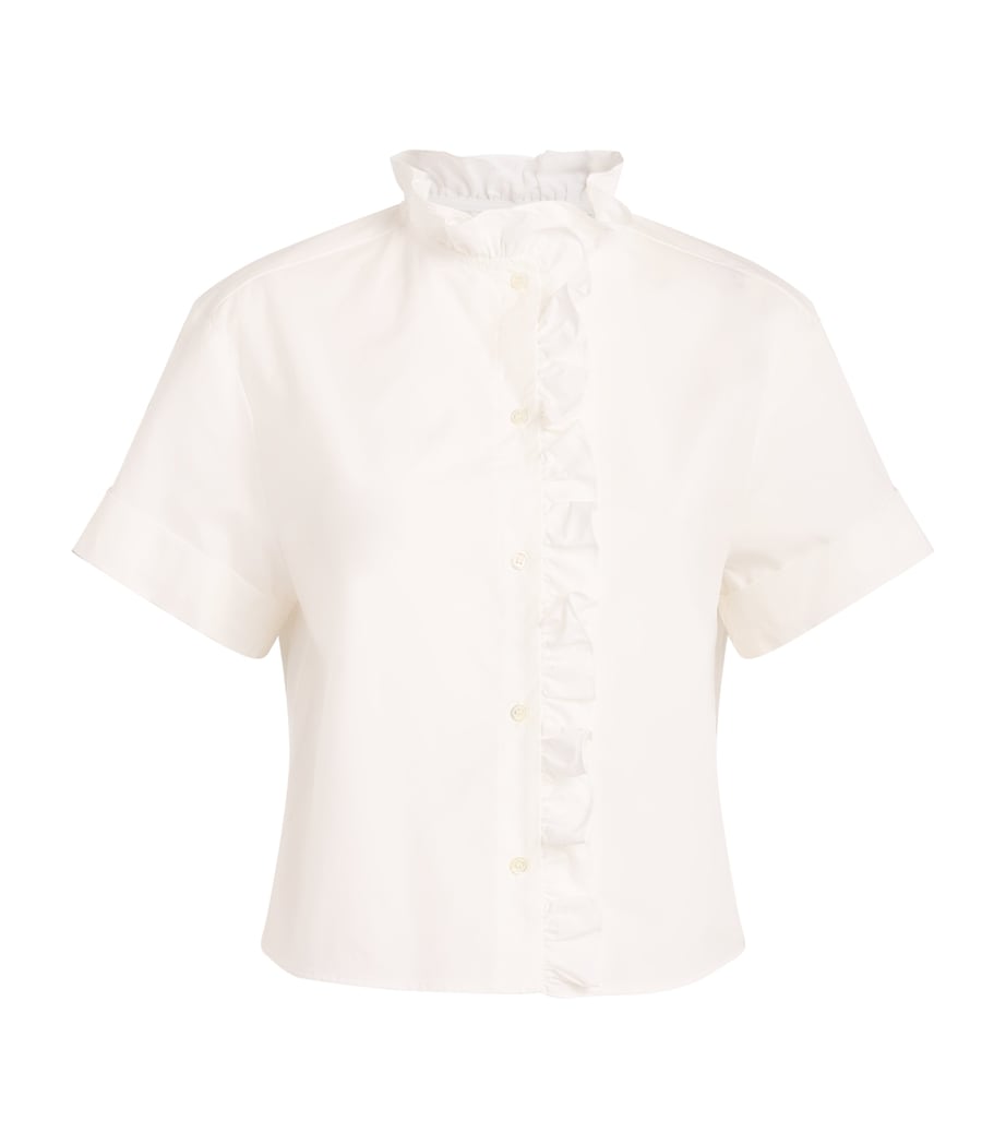 Claudie Pierlot Womens Cotton Poplin Ruffle Blouse White Image 1