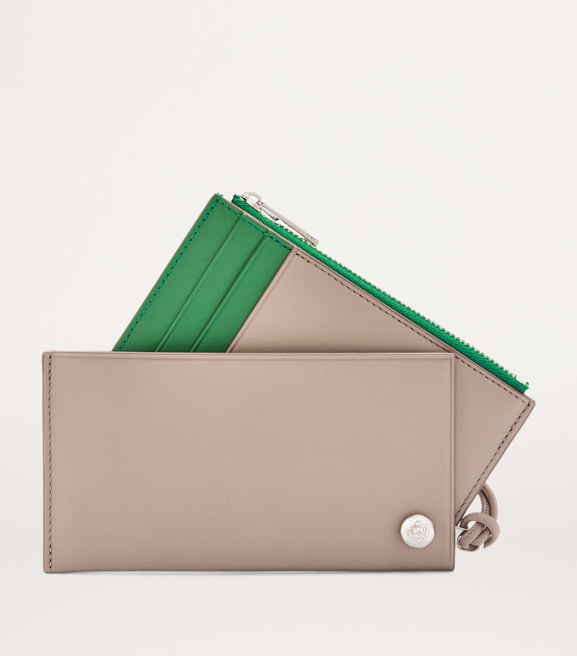 Leather Pebble Slider Coin Card Holder SAND/TROPICAL GREEN Image 5