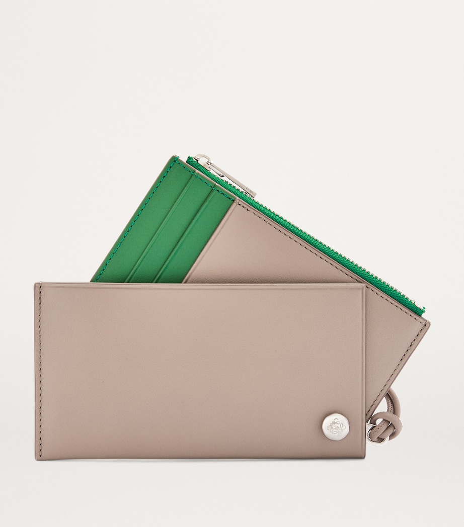 Leather Pebble Slider Coin Card Holder SAND/TROPICAL GREEN Image 5