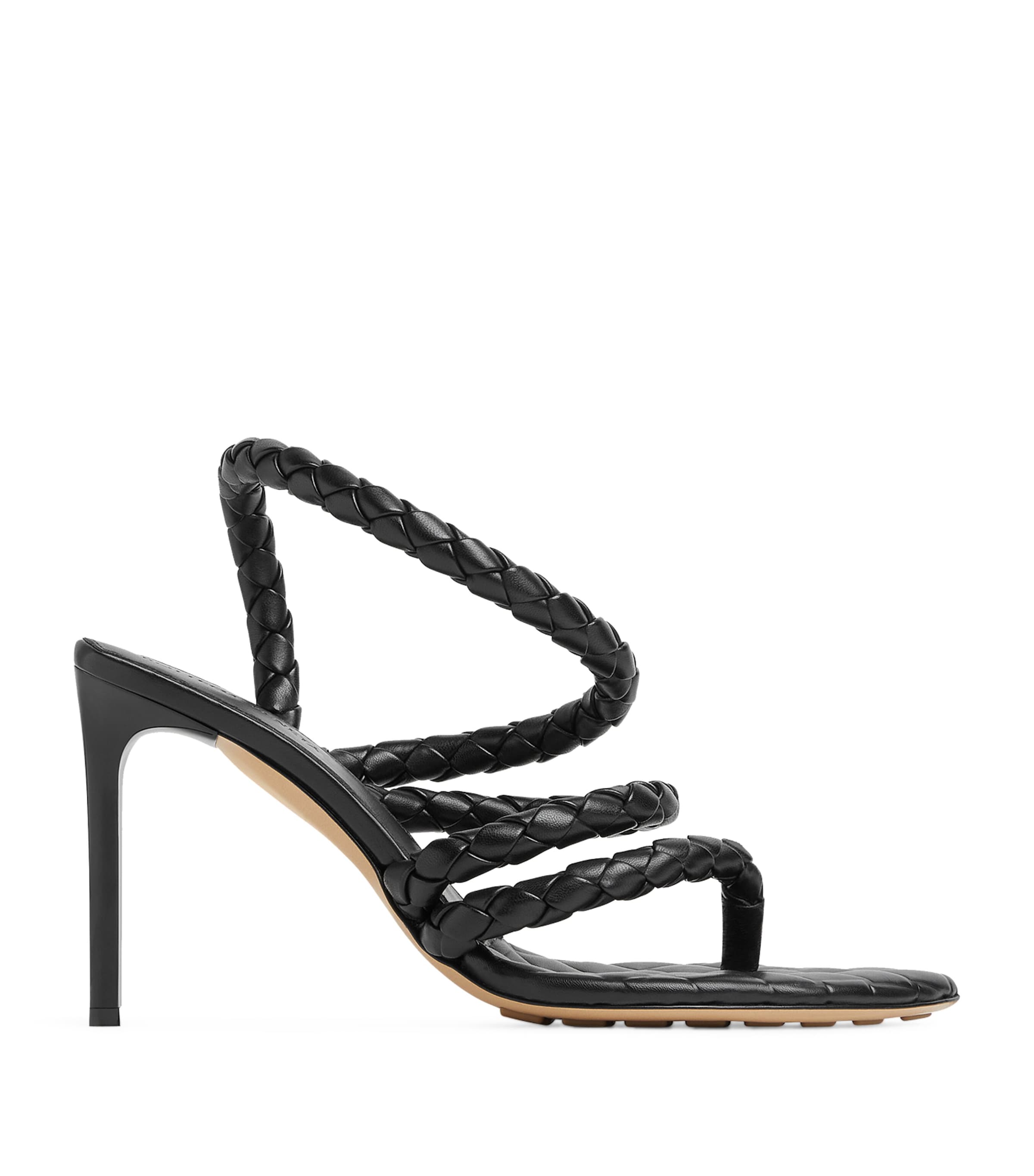 Bottega Veneta Woven Pattern High Heel Sandals In Black