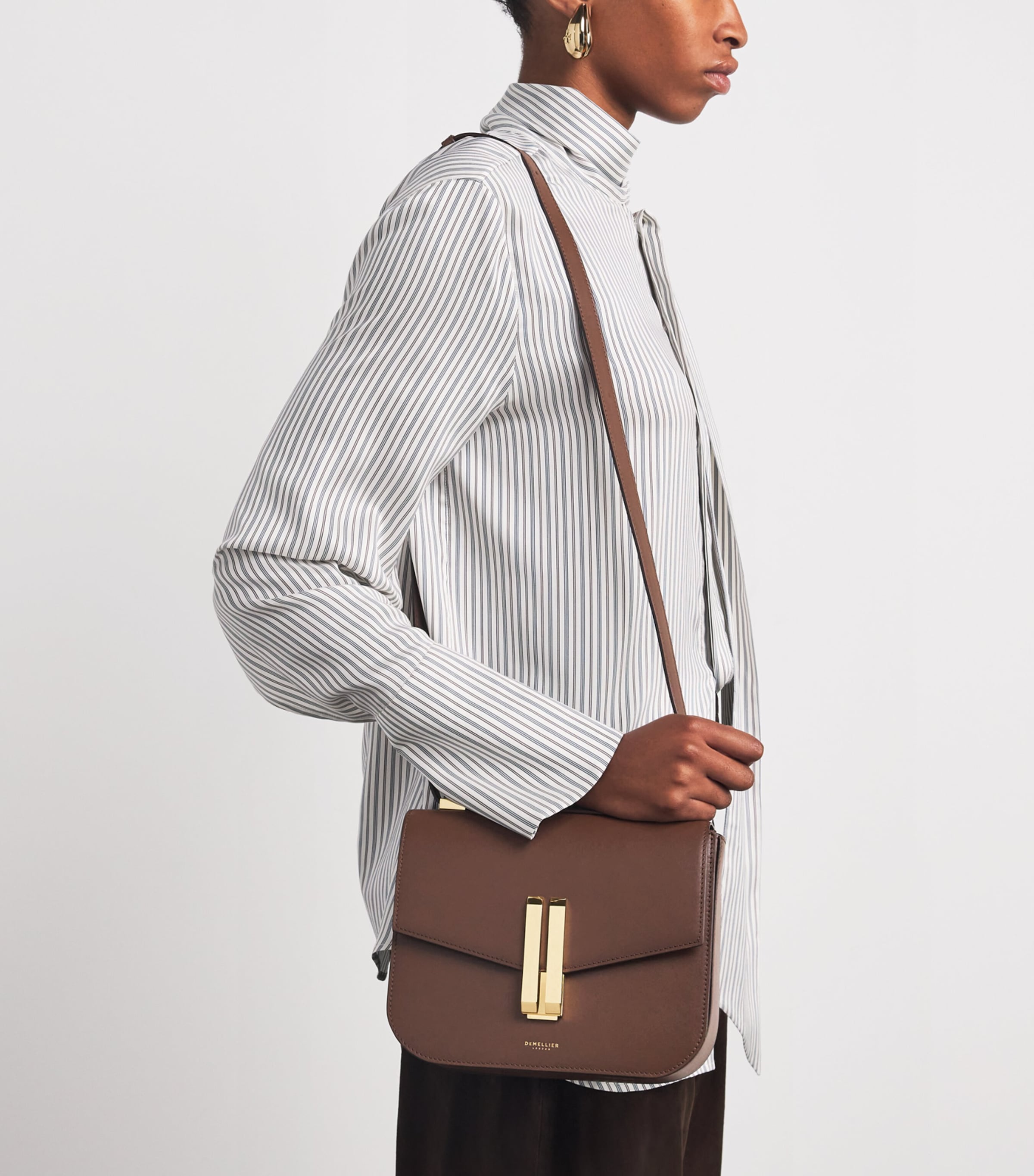 Demellier Leather Vancouver Cross-Body Bag Mocha Image 2
