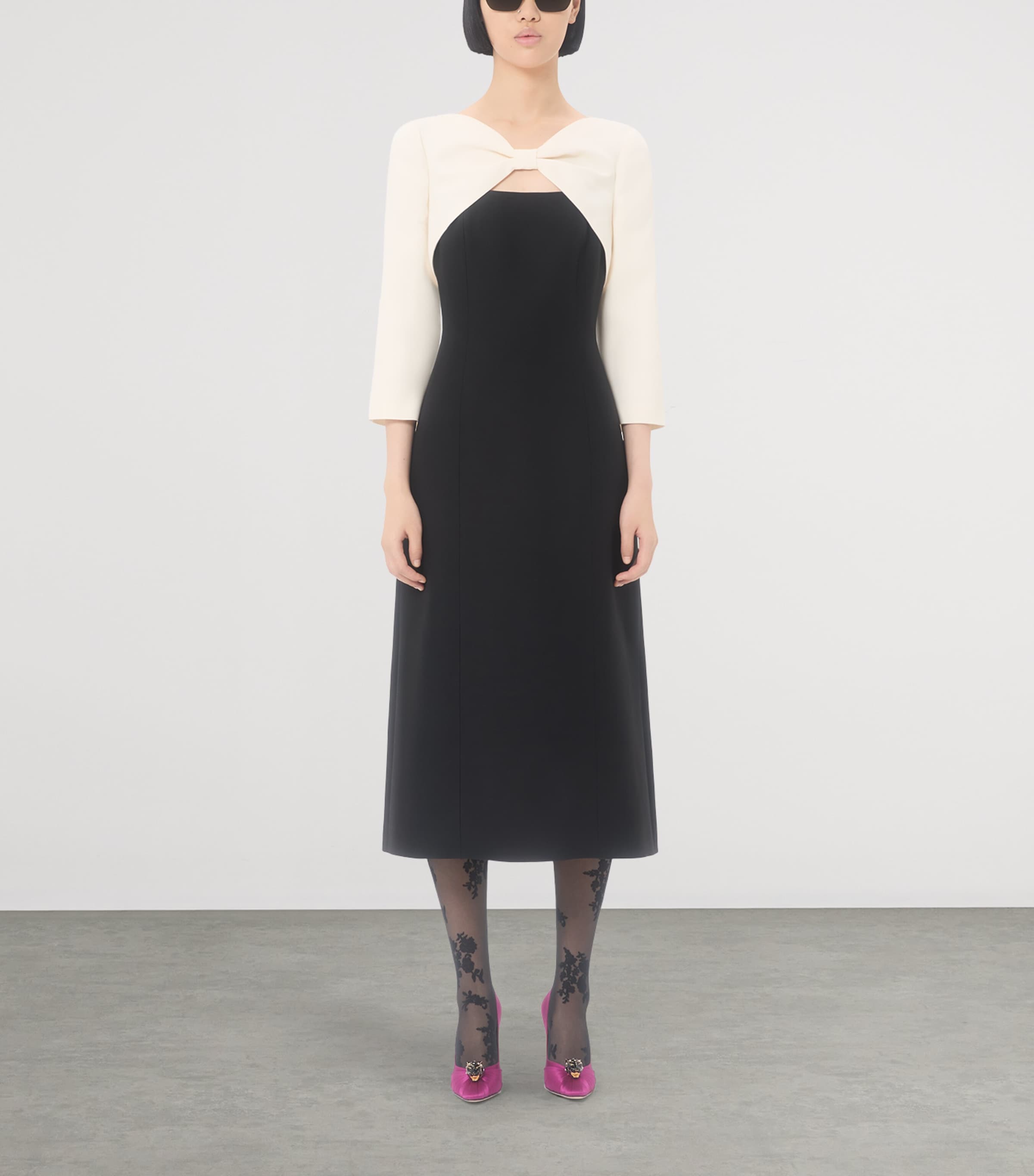 Wool-Silk Crepe Midi Dress 0NA Image 2
