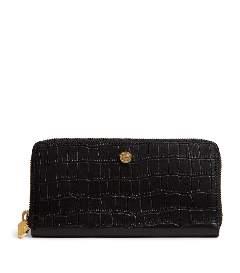 Croc-Embossed Leather Long Wallet BLACK Image 1