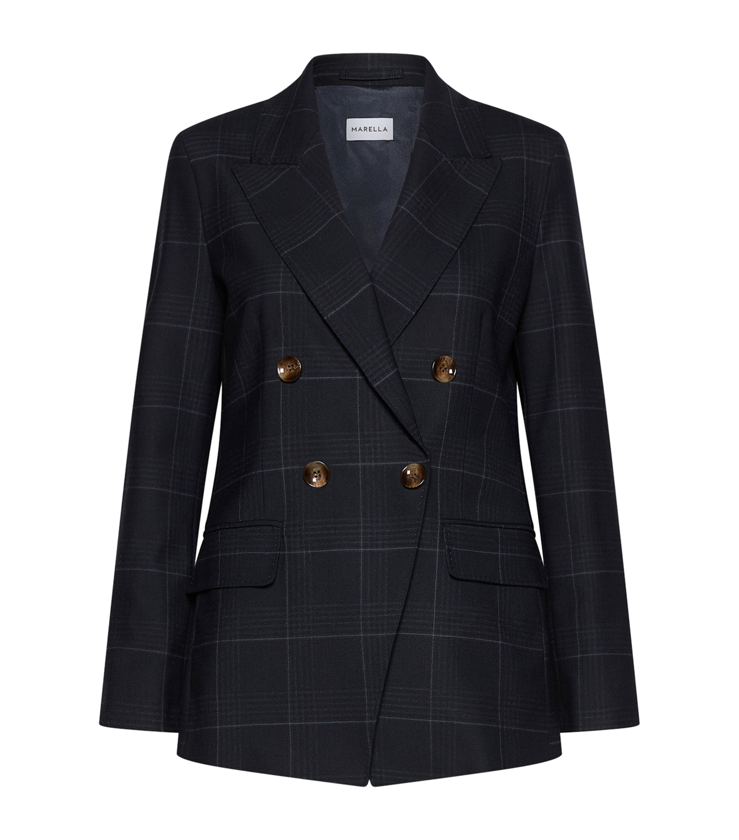Marella Womens Check Blazer Navy Image 1