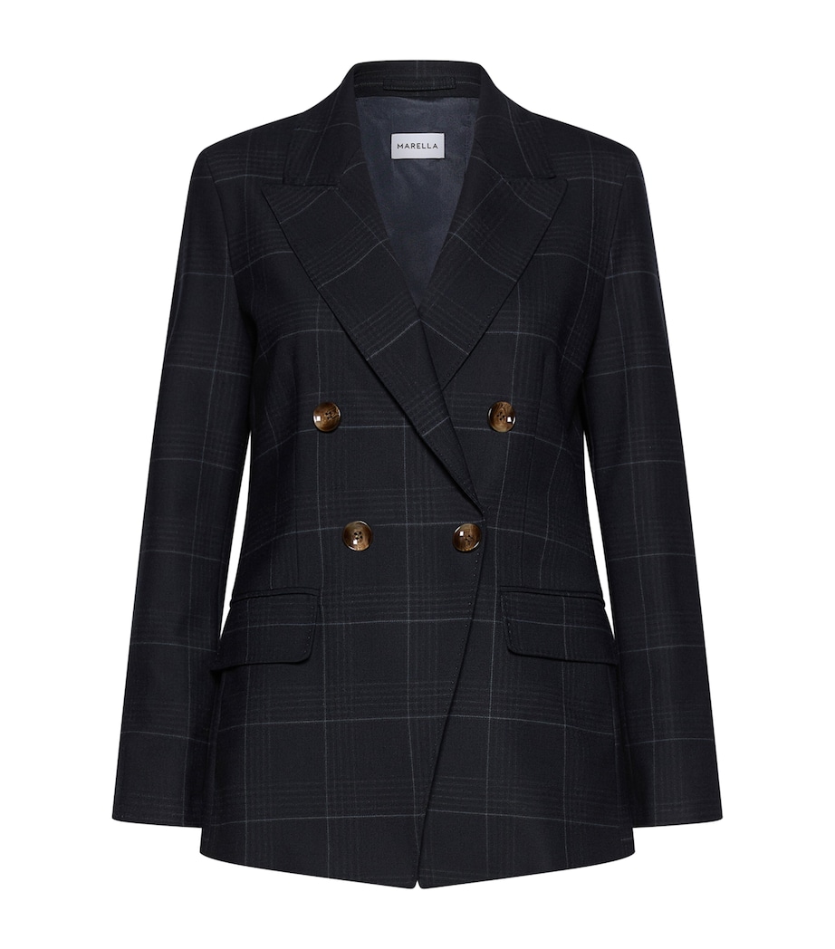 Marella Womens Check Blazer Navy Image 1